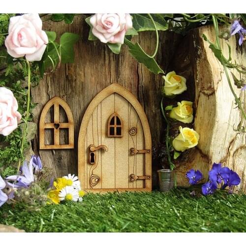 3D Wooden Fairy Garden Door Hand Made DIY Door Decoration Miniature Fairy Garden Signs Doll House Door Craft House Door B19