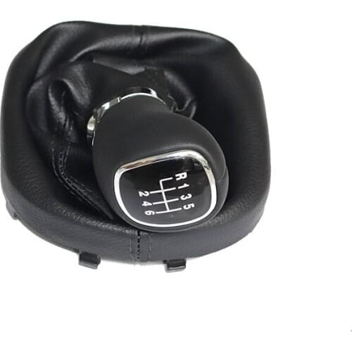 5/6 speed Chrome & Leather Car Shift Gear Knob Lever Gaitor Boot Cover FOR VW Touran Caddy MK2 2003-2010 2004-2009