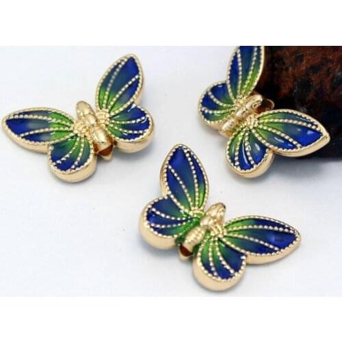 5pcs/lot Tibetan silver Dripping oil butterfly spacer Loose Spacer Beads for DIY Jewelry Making bracelet fh5sd