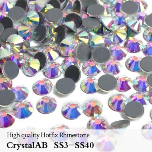 A++ High quality Shiny CrystalAB Hotfix Rhinestones SS3-SS40 Crystal glass strass for Garment Bags Shoes free shipping