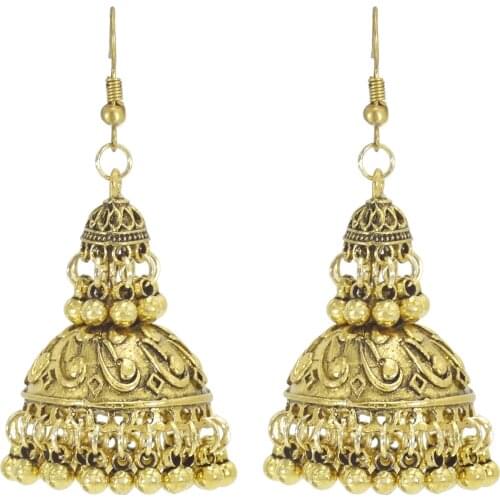 Boho Afghan Ethnic Dangling Jhumka Earrings For Women Pendient Gold Gyspy Silver Color Bell Ladies Indian Earring Turkey Jewelry