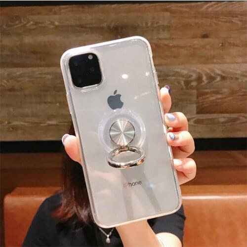Luxury transparent acrylic With Ring holder Shockproof soft case For iPhone 12 Pro Max Mini 11 Pro XS X MAX XR 7 8 plus SE 2020