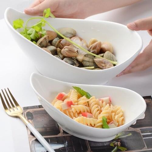 Pure white ceramic western food French fruit salad bowl restaurant snack bowl home creative side dish bowl dessert bowl soup bow