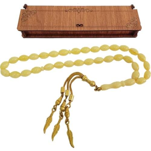 Wood Embroidered In The Box Beirut Powder Amber prayer beads