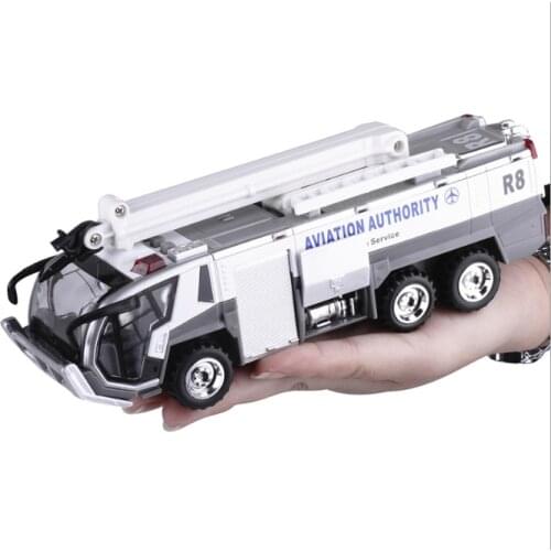 1: 32 Alloy car airport fire truck model childrens toy car engineering car sound and light toys childrens birthday gift