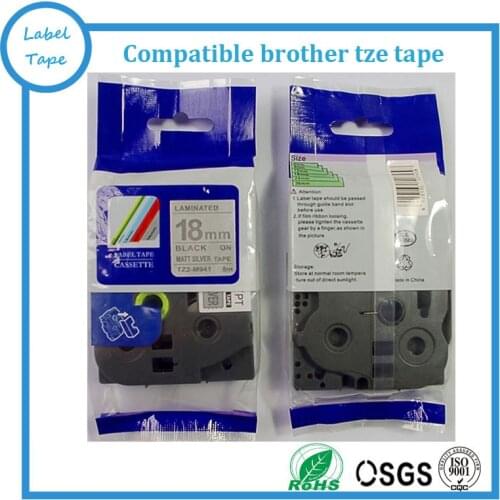 18mm tz tze label tape Tze-m941 Tzem941 tz m941 tze m941 Black on Matte Silver for P-touch label maker ribbon tape cartridge