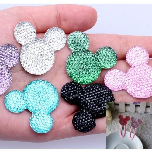 Mickey Head 5pcs/lot 30x35mm Many Colors Resin Rhinestone Flatback Cabochon DIY Crafts Scrapbooking Jewelry Making Decorations
