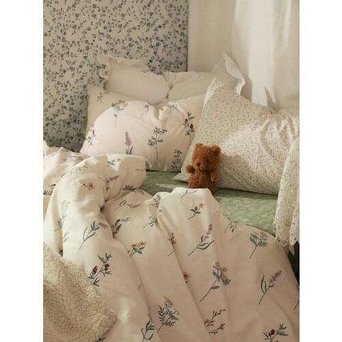 Retro Mori Style Floral Four-Piece Set Pure Cotton All Cotton Bed Sheet Four-Piece Set