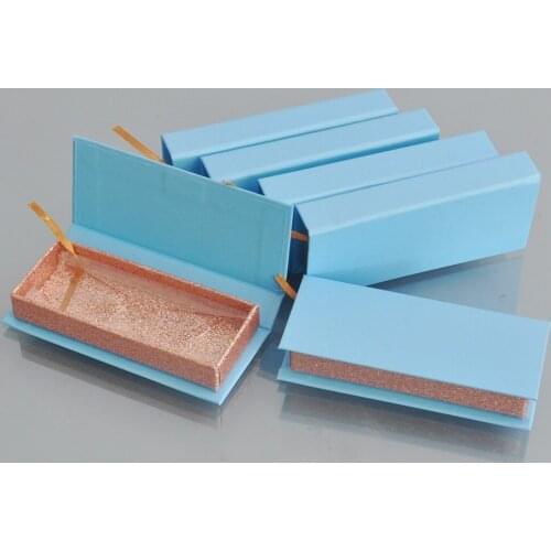 Wholesale Eyelash Packaging Box Lash Boxes Package Custom Rectangle Blue Rose Gold Mink Lashes Makeup Storage Case Vendors