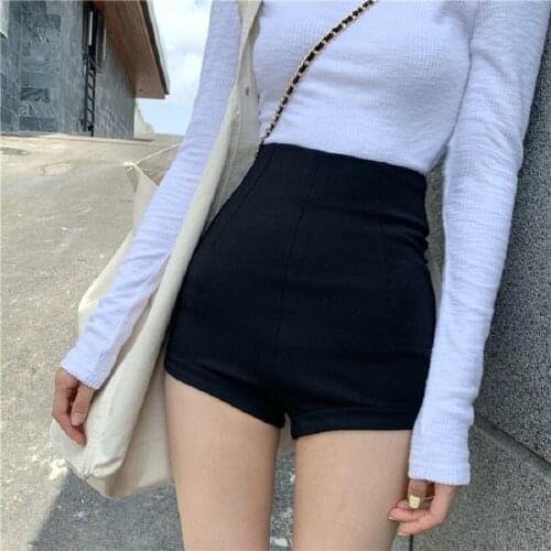 Summer High Waist Sports Shorts Young Girls Korean Sexy Wild Black Slim Slimming Casual Hot Fitness Workout Elasticity Shorts