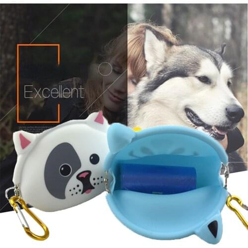 Cute Portable Silicone Dog Poop Bag Holder Dispenser Training Food Storage Pockets Outdoor Pet Treat Snacks Bag Walking Product