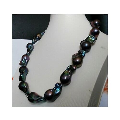 Fashion new elegant 25-30mm tahitian black blue pearl necklace 18inch