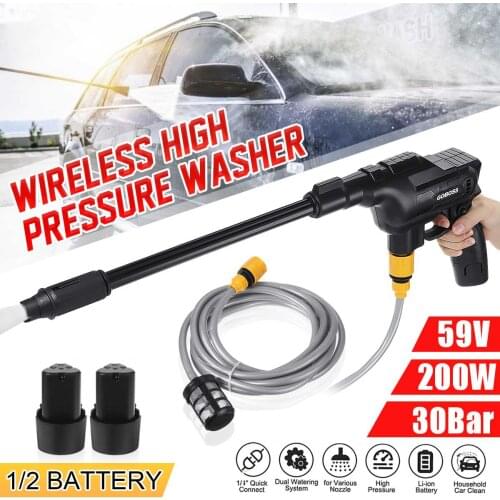 200W 30Bar Cordless High Pressure Washer Spray Water Gun Car Wash Pressure Water Nozzle Cleaning Machine for Lithium 59V Battery