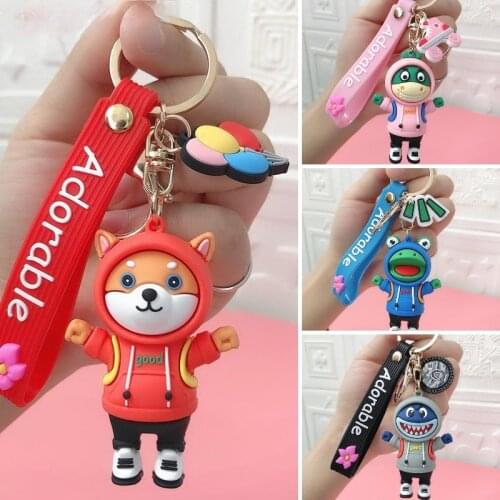 Cartoon Funny Animal Keychain Charms Men Key Chain Accessories For Car Key Cute Cow Dog Backpack Pendants Girls Firends Gift