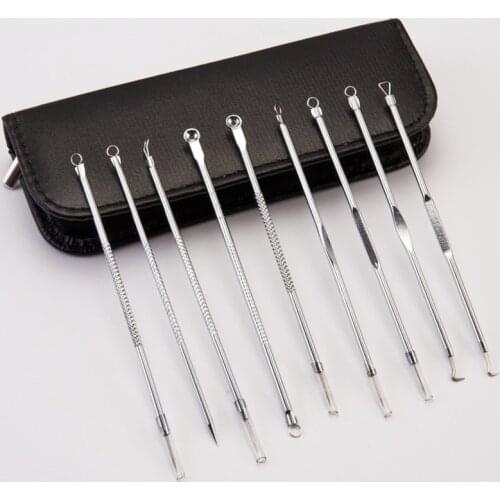 Hot Sale 1 Set Stainless Steel Extractor Blackhead Remover Needles Acne Pimple Blemish Treatments Face Skin Care Beauty Tools