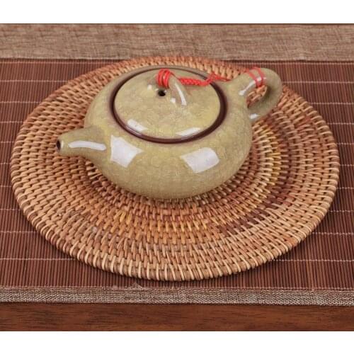 6 Size Rattan Weave Cup Mat Set Drink Coasters Round Pot Pad Table Dish Porta Copos Placemat Home Decoration Insulation Handmade
