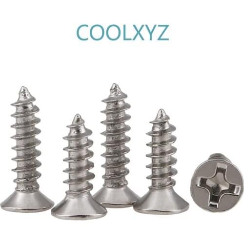 Nickel plating Cross Countersunk Flat Head Self Tapping Screw KA Phillips Cell Phone Small Screw M1.0M1.2M1.4M1.7 500Pcs