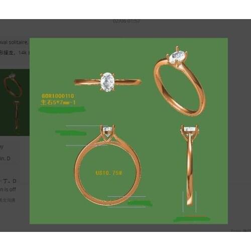 DF Oval Moissanite Engagement Ring 5x7mm 1.00CT Carat Solid 14K White Gold Ring For Women