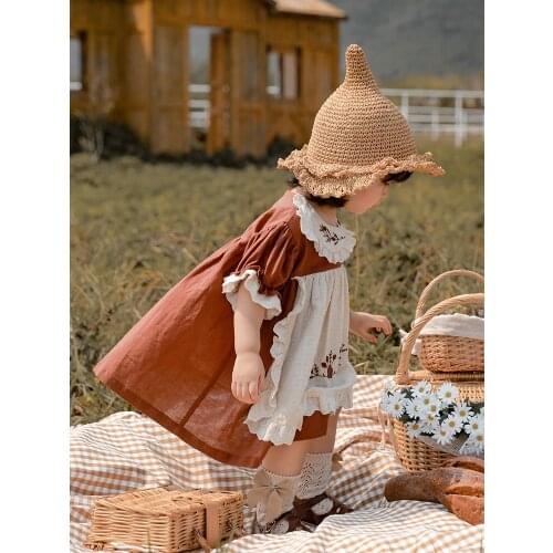 Girls Embroidered Clothes 2021 Summer New Foreign Style Childrens Casual Sweet Princess Dress