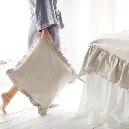 Pillow Case Solid Flax Pillowcase Nordic Linens Sleeping Pillow Cushion Cover Decorative Hotel Home Dorm 48x74cm