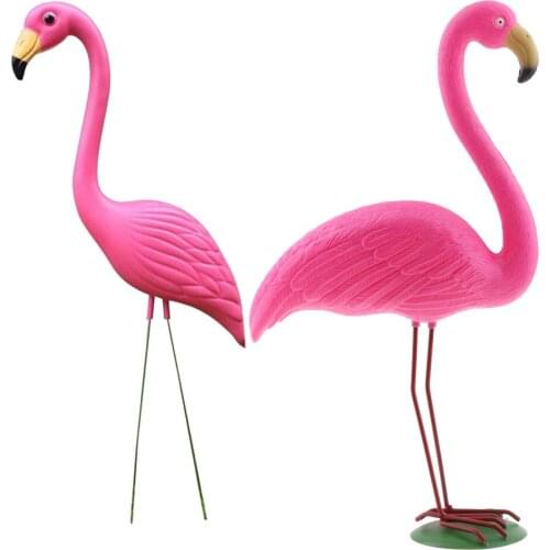 2pcs Lifelike plastic Ture to Nature Pink Flamingo Lawn Figurine Grassland Ornament Statues Home Garden Supplies