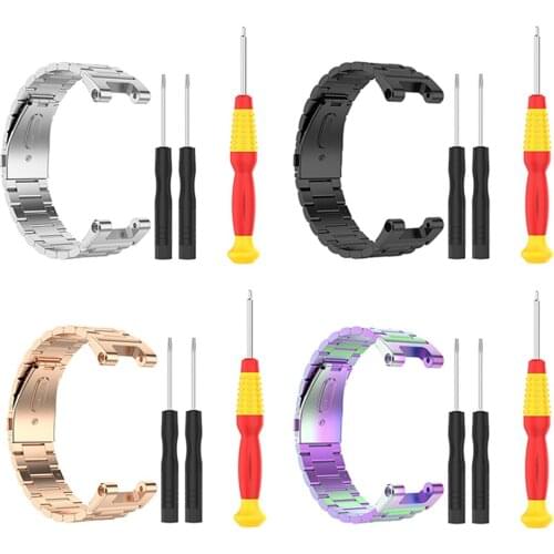 Watch Strap for Huami Amazfit T-Rex A1918 Smart Watch Parts DelicateThree Beads Steel Belt Wristband