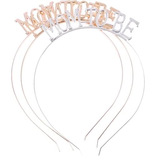 Rose Gold Silver Mom To Be Tiara Crown Headband for Baby Shower Boy Girl Gender Reveal Party Announcement Decorations