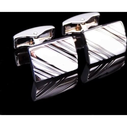 Silvery Square stripe Cufflinks fashion mens French shirt cuff buttons womens jewelry