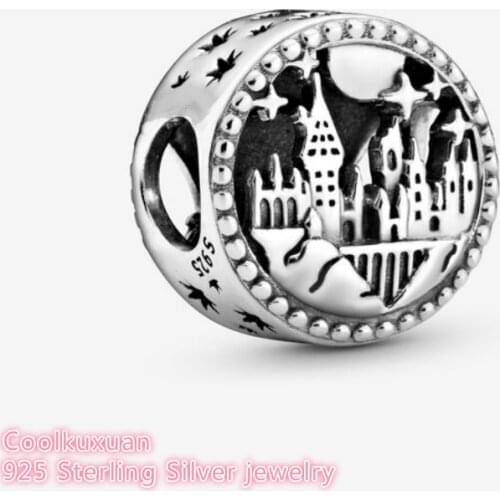 Winter 100% Original 925 Sterling Silver School of Witchcraft and Wizardry Charm beads Fits Brand bracelets Jewelry