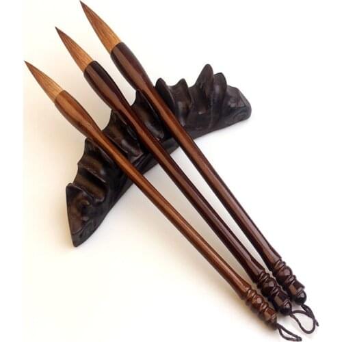 Wolf Hair Brush Wooden Writing Brush Chinese Calligraphy Practice Weasek For Watercolor Ink Painting Regular Script Supply