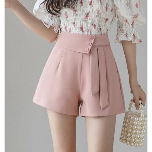 2021 New Summer Spring Womens Lady High Waisted Black White Wide Leg Shorts , Woman Clothes 3xl Casual Shorts