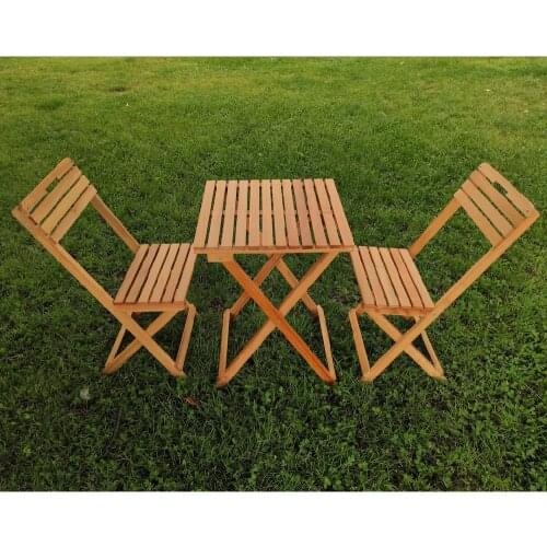 Folding Balcony Garden Kitchen Wooden Table Chair 3'lü Bistro Set Balcony Small Table and Chairs Folding Patio Home Garden