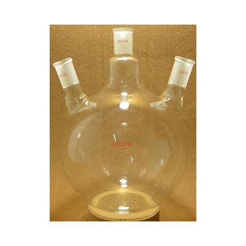 3000ml,24/40,3-Neck,Round Bottom Glass Flask,Three Necks,3L Lab Chemistry Vessel