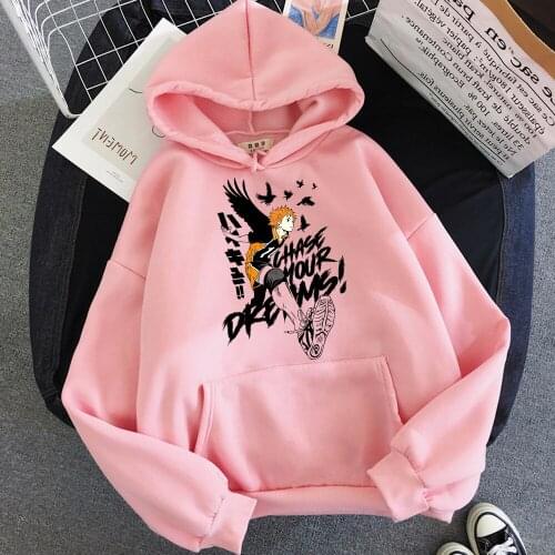 Fly High Anime Hoodie Men Coupl Long Sleeve Harajuku Hoodies Sweatshirts Streetwear Winter Clothes Women Wram Unisex Pink Tops