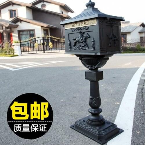 Upright Cast Iron Mailbox Postbox Mail Box Wall Mount Metal Post Letters Box Rustic Country Cast Iron Mail Box