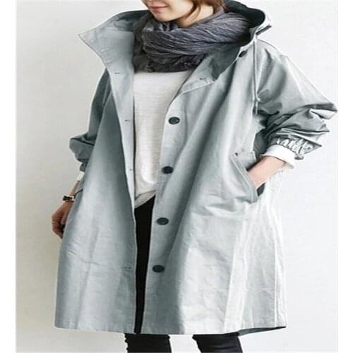 Spring Trench Coat Hooded Women Trench Coat Loose Long Trench Coat Plus Size Coats Women Windbreakers Women Coats and Jackets5Xl