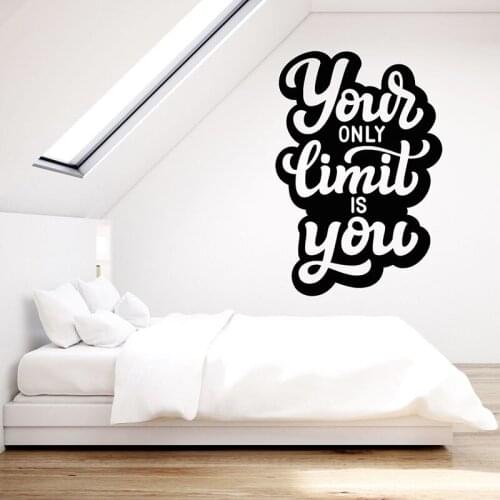 Vinyl Wall Decal For Office Motivation Quote Your Is Limit Only You Wall Stickers Fitness Room Background Vinyl Wallpaper L857
