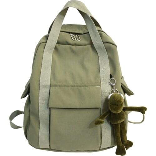 New Solid Color WomenS Waterproof Nylon Backpack Simple School Bag For Teenage Girl Shoulder Travel Bag School Backpack