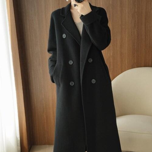 100% Wool Coat Womens Jacket Spring Autumn High Quality Double-sided Wool Coats Famale Korean Overcoat Sobretudo Feminino SQQ208