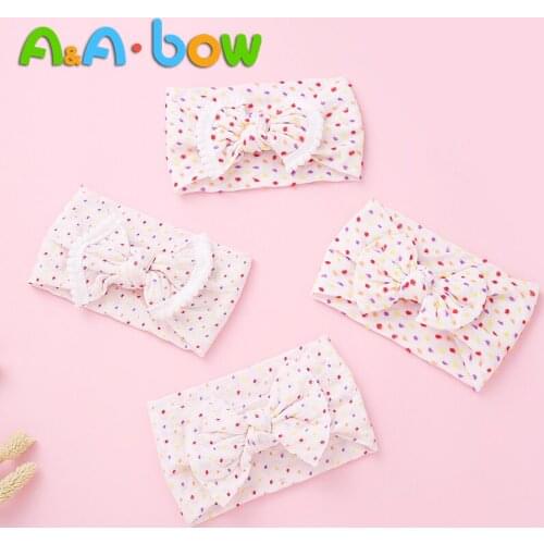 1pcs Edging Ball Nylon Bow Headbands,Color Dot Nylon Headwears Donut knot Turban,Baby Girls Head Wrap Hair Accessories 3-styles