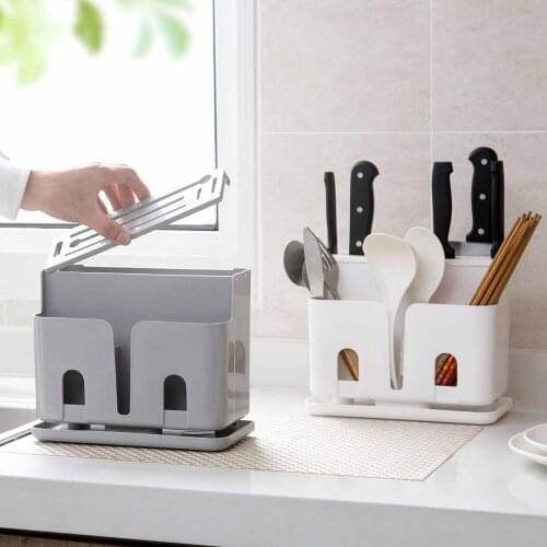 1pc Knife Spoon Rack Plastic Kitchen Chopsticks Cage Spoon Storage Box Fast Draining Water Cutlery Rack Dropshipping