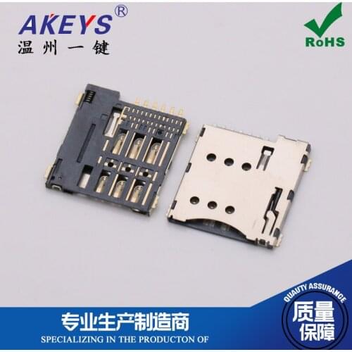 10pcs small 6P deck Yellow feet MICRO mobile phone SIM card holder Self-elastic PUSH