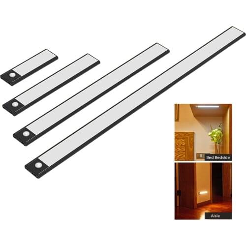 12/23/40/60CM PIR Motion Sensor LED Under Cabinet Light USB Rechargeable Wardrobe Closet Night Light For Kitchen Stair Wall Lamp