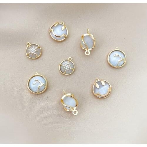 18K gold opal inlaid jewelry material diy necklace bracelet earrings jewelry accessories exquisite and small