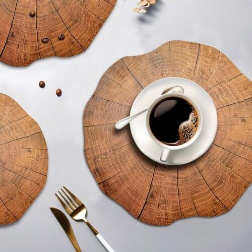 2Pcs Wood Placemat Tea Cup Mat Coffee Mug Dining Tableware Pad Table Decoration Bowl Disc Mats Pad for home Kitchen Accessories