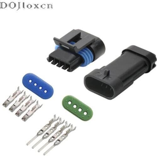 1 Set 4 Pin Waterproof Automotive Black Connector Socket Intake Pressure Sensor Plug For BUICK Motorcycle Car Marine 12162190