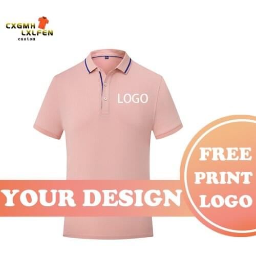 7 colors of summer casual solid color small logo lapel short-sleeve shirt POLO shirt custom LOGO printing DIY brand text