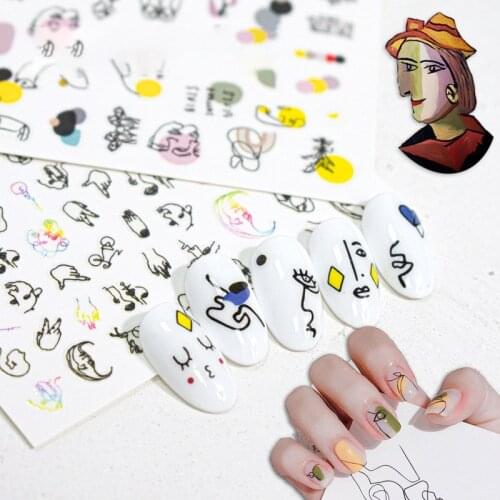 Abstract Design Nail Sticker Doodle Nail Art Decals Cow Pattern Manicure Tips Self Adhesive Nail Art Tools