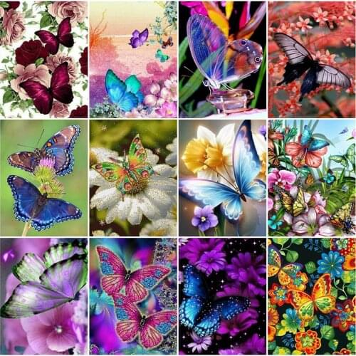 EverShine Diamond Embroidery Butterfly Picture Rhinestone Diamond Painting Full Square Animal Beaded Mosaic Wall Decoration