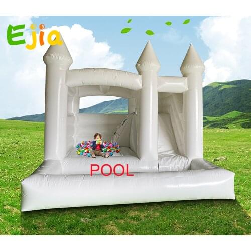 White Inflatable Wedding Party Bounce Castle Adult Kids Jumping Bouncy House With Pool For Indoor Outdoor Fun